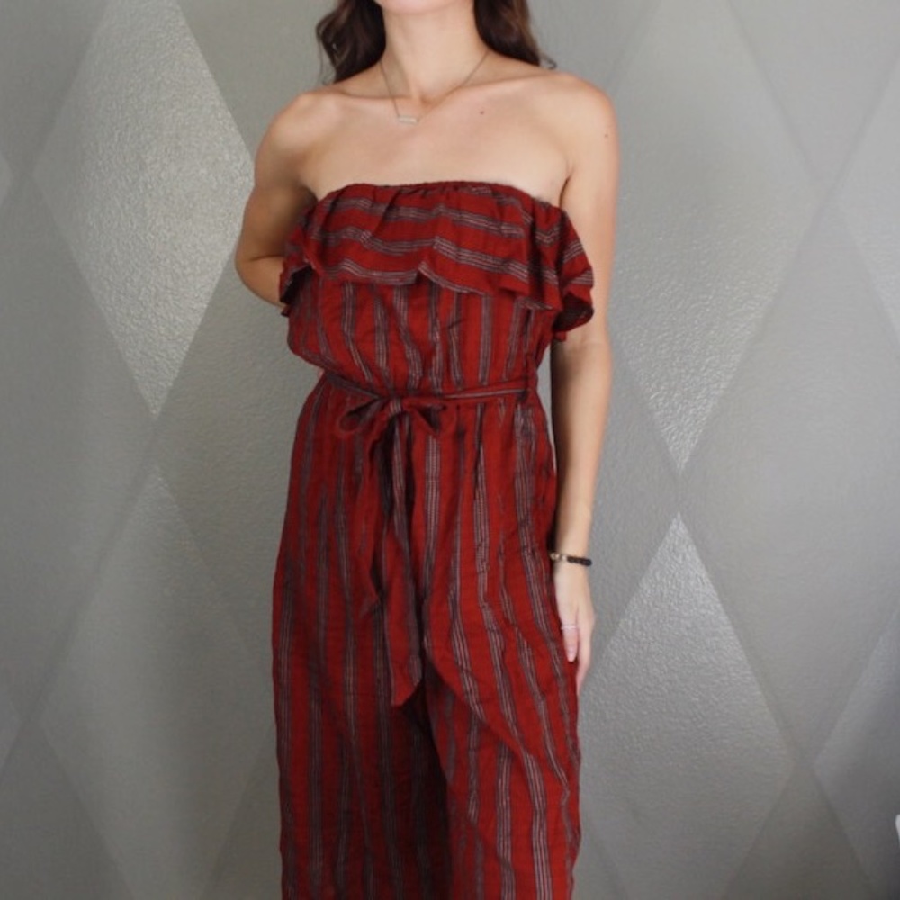 Red Nectar Strapless Calf-Length Romper